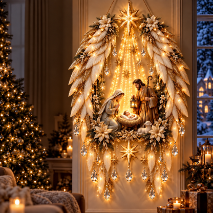 ✝️Jesus, Angel & Nativity Lighted Wall Light Décor