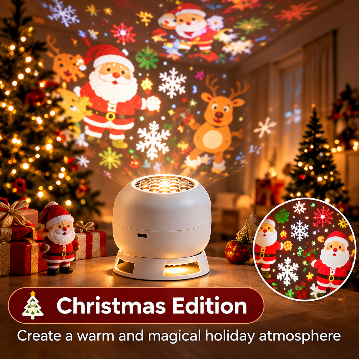 🎄 50% OFF Christmas Projection Night Light ✨ Create A Magical Holiday Wonderland At Home