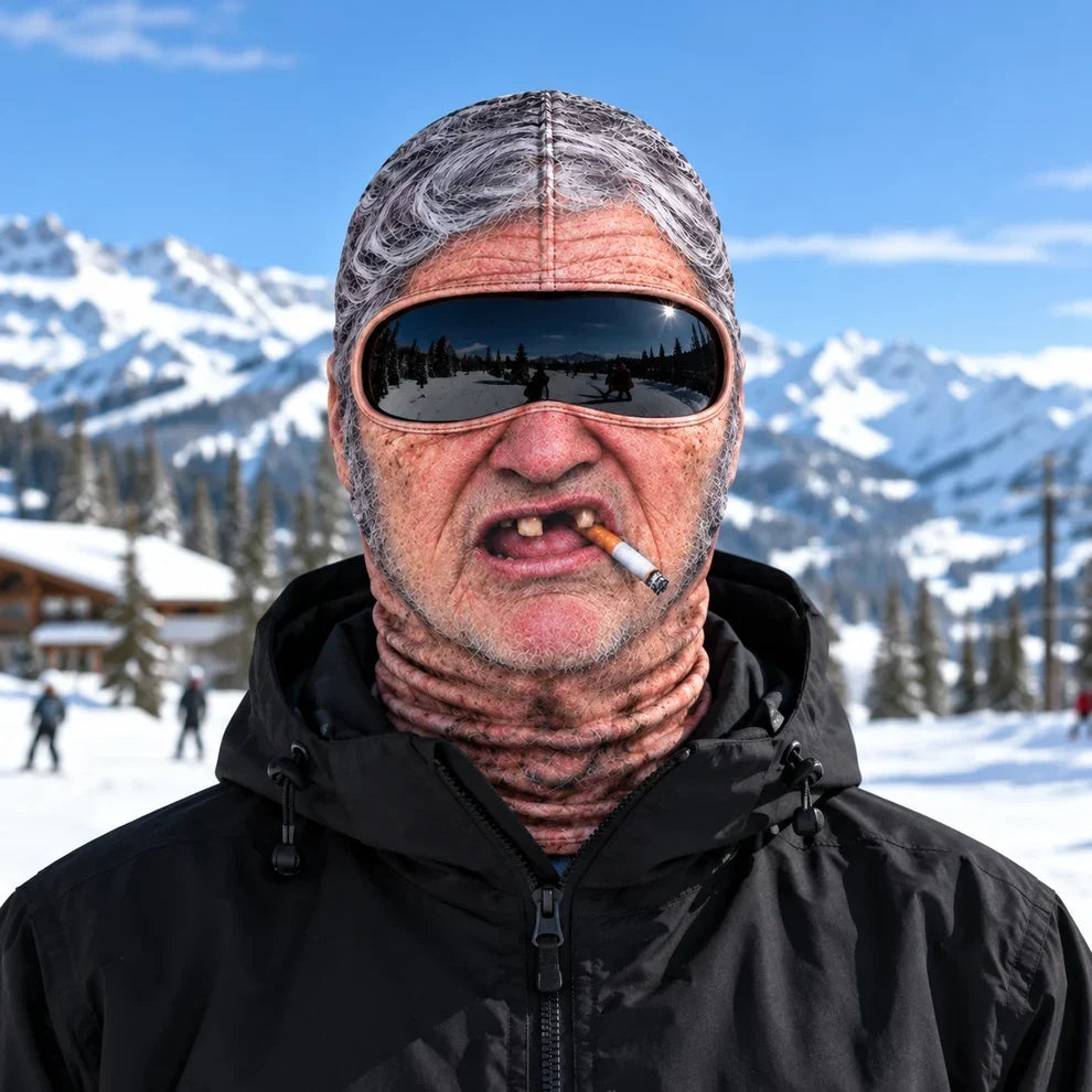 Realistic Face Balaclava – Funny Ski & Snowboard Mask for Cold Weather Adventures, Unisex Adult One Size (21-24') ⛷️
