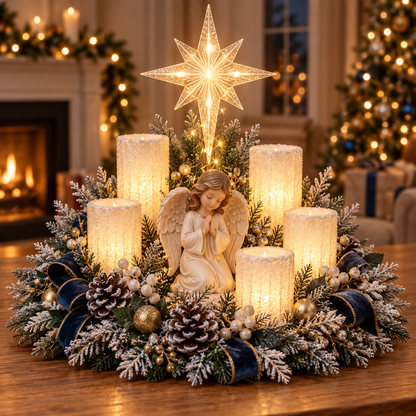 🎄 Glowing Christmas Centerpiece with Warm Flameless Candlelight ✨🕯️