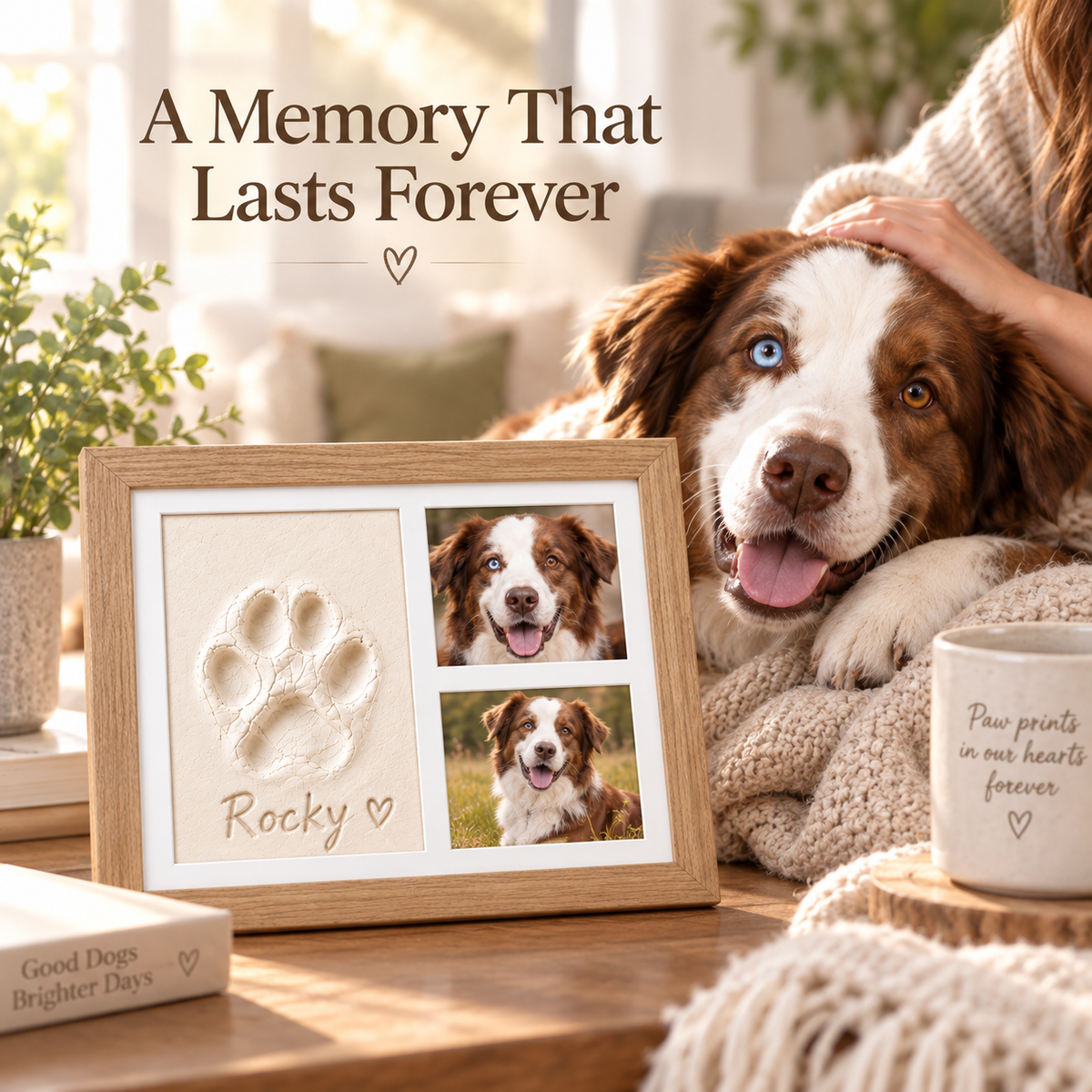 🐾 Pet Paw & Nose Print Keepsake Kit – Personalized Memory Frame