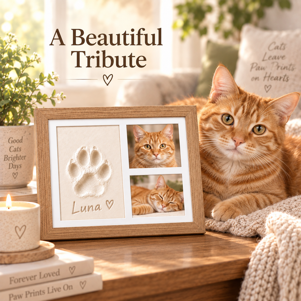 🐾 Pet Paw & Nose Print Keepsake Kit – Personalized Memory Frame