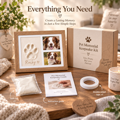 🐾 Pet Paw & Nose Print Keepsake Kit – Personalized Memory Frame