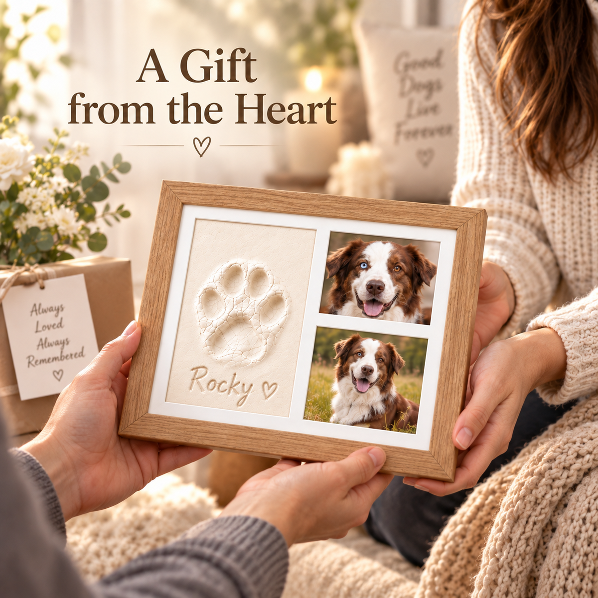 🐾 Pet Paw & Nose Print Keepsake Kit – Personalized Memory Frame