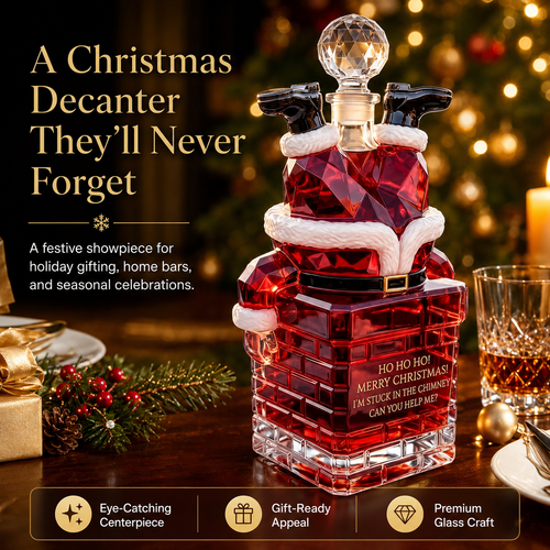 🎅 Santa Stuck in Chimney Decanter – Funny Holiday Whiskey Bottle 🥃