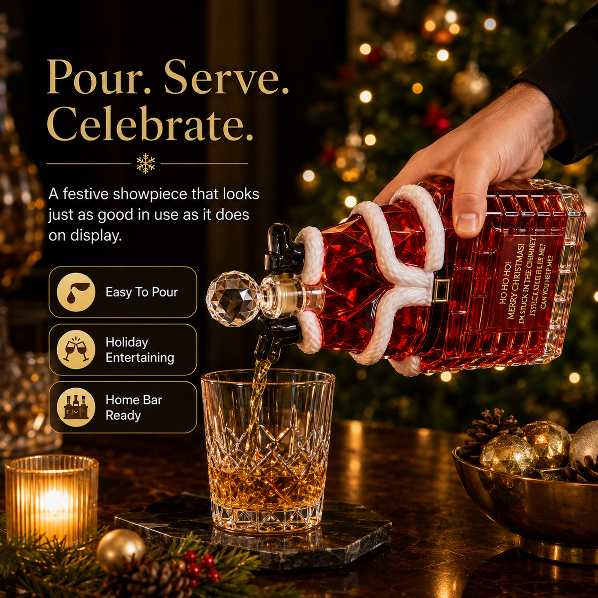 🎅 Santa Stuck in Chimney Decanter – Funny Holiday Whiskey Bottle 🥃