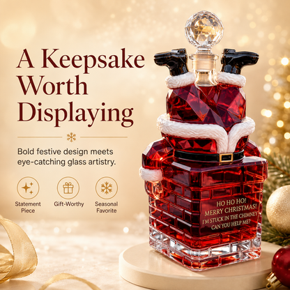🎅 Santa Stuck in Chimney Decanter – Funny Holiday Whiskey Bottle 🥃