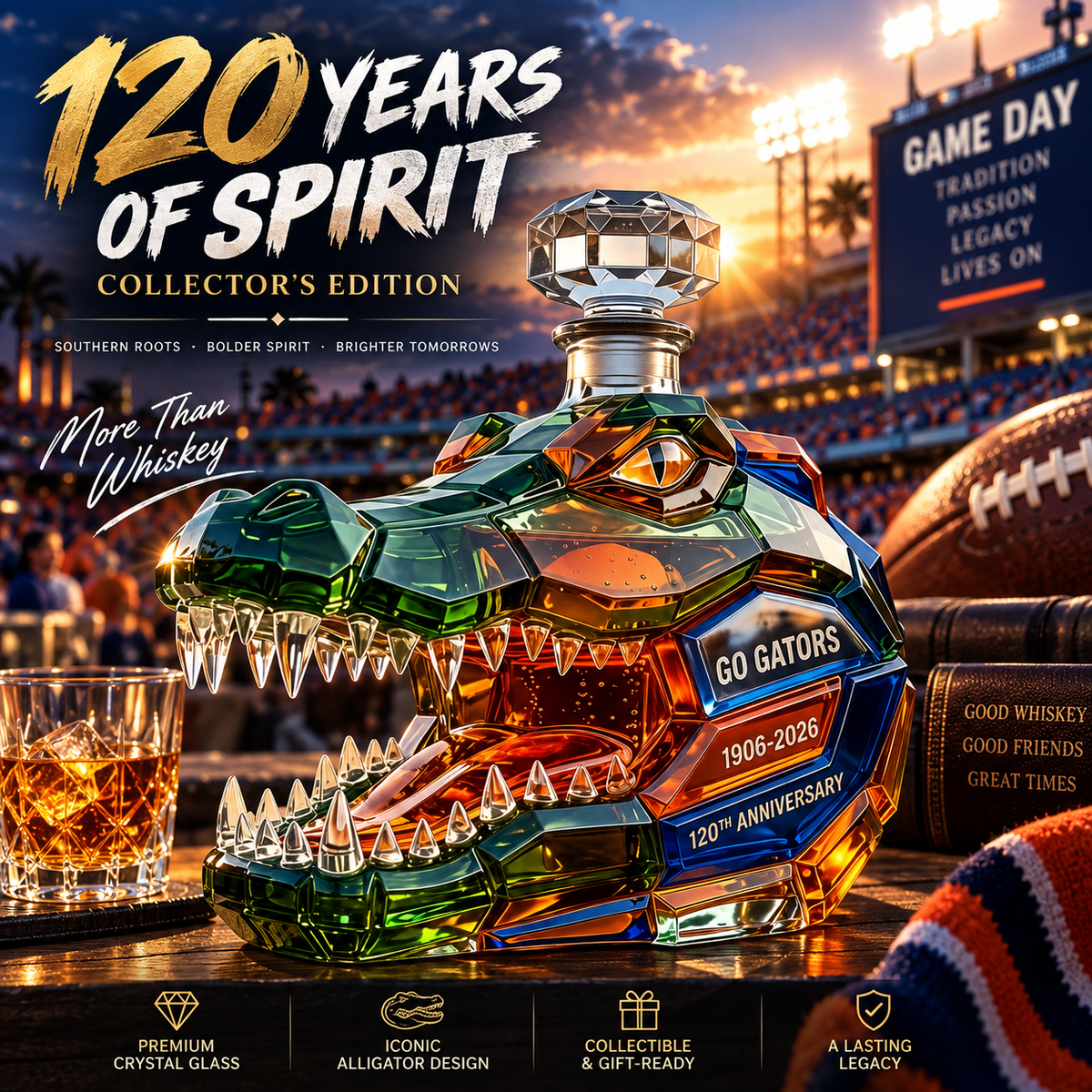 🐊 120th Anniversary Gator Spirit Whiskey Decanter – Collector’s Edition