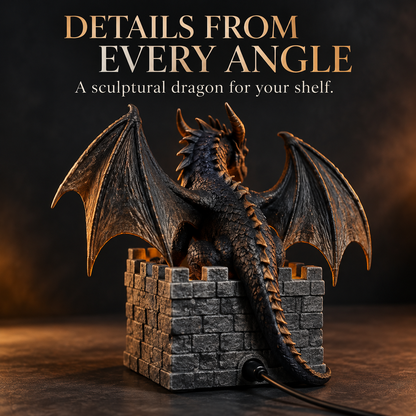 🐉🔥 MistWyrm™ Dragon Flame Mist Diffuser – Gothic Castle Decor, Glowing Ember Mist & Fantasy Bookshelf Display