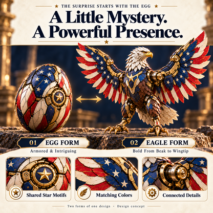 🥚🦅 American Eagle Transforming Egg – Stars & Stripes Mechanical Figure with Bold Wing Details