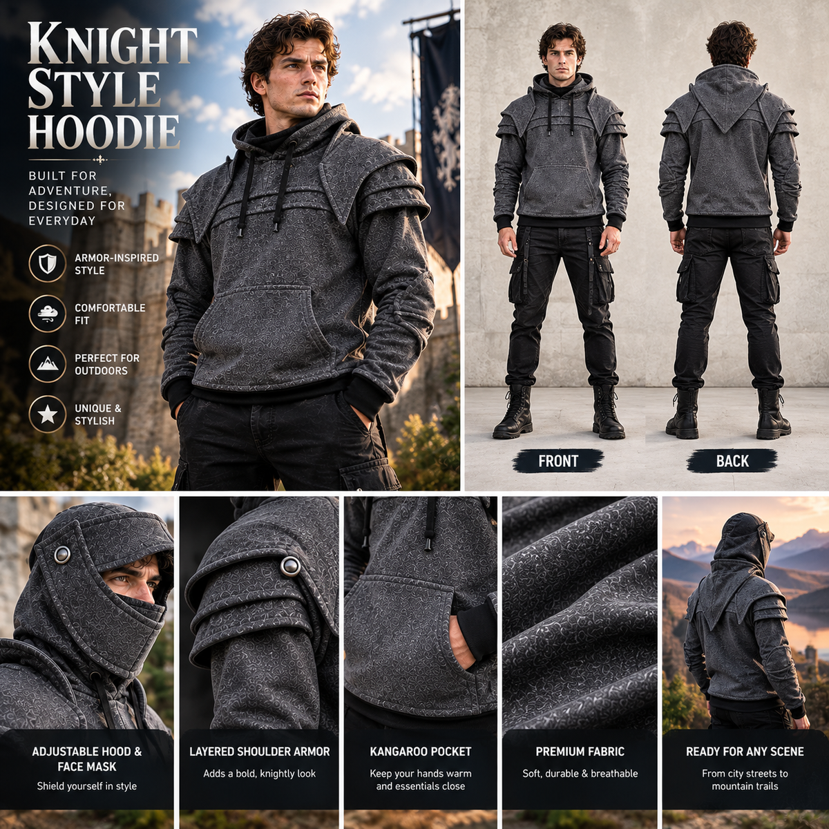 ⚔️ Become the Knight™ – Armor-Inspired Hoodie for Everyday Style