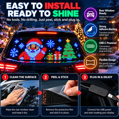🚗 Smart LED Pixel Car Display – Custom Text, Colors & Animations