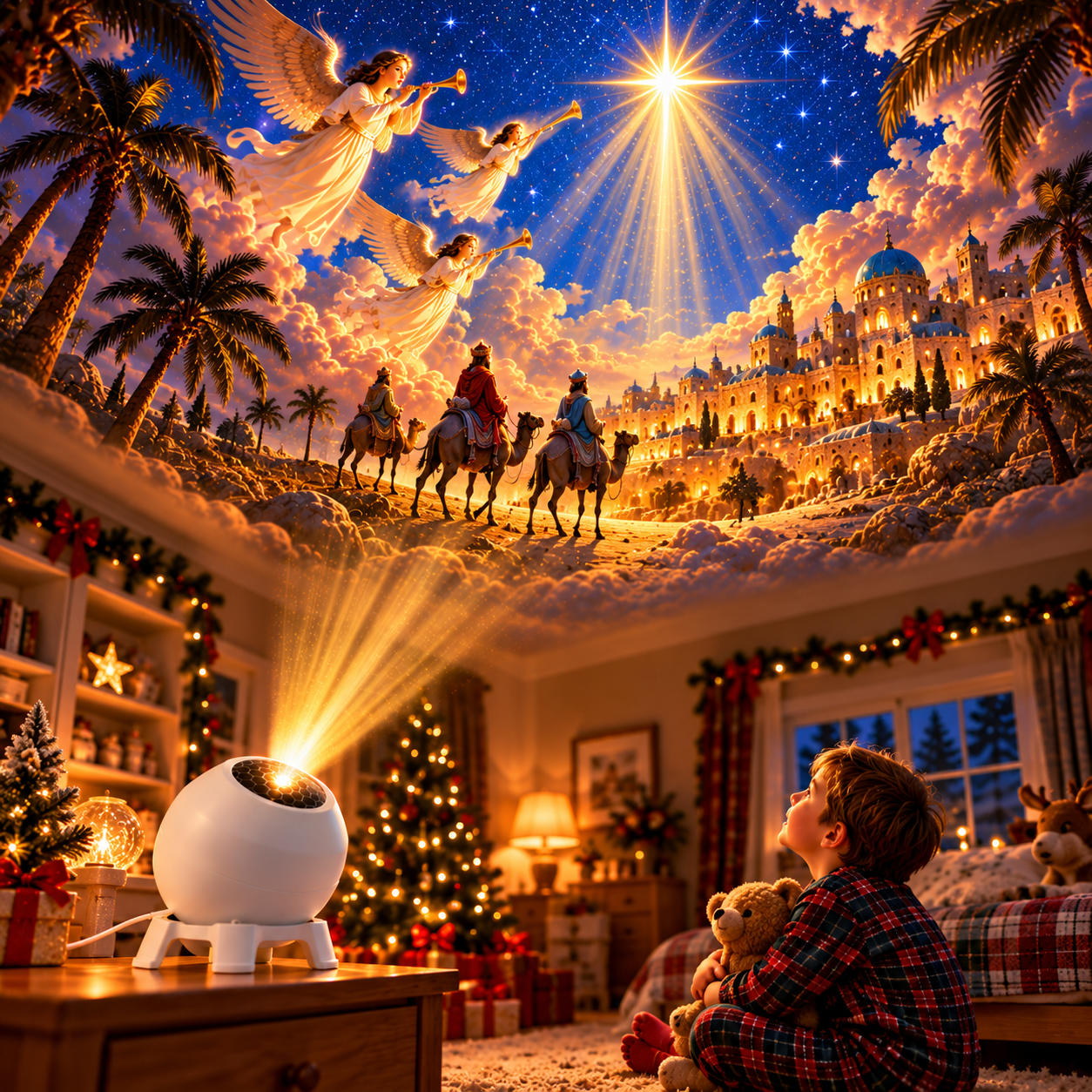 Magical Christmas Nativity family scene