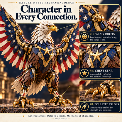 🥚🦅 American Eagle Transforming Egg – Stars & Stripes Mechanical Figure with Bold Wing Details