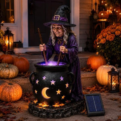 Last Day 49% Off🔮Halloween Witch Glowing Cauldron Solar Light💜