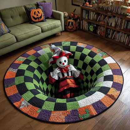 🔥Summer Halloween🎃3D Skeleton Vortex Quilted Round Halloween Rug