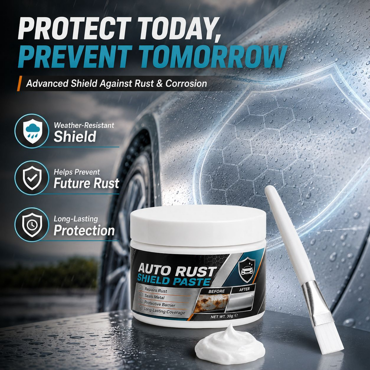 🚗🛡️Car Metal Rust Repair Paste‑ Auto Rust Shield Anti‑Corrosion Restoration Cream, Long‑Lasting Protective Barrier for Car Metal Surfaces
