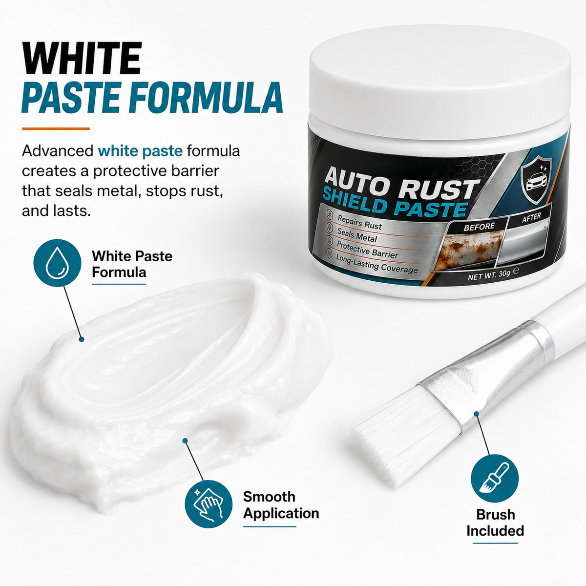 🚗🛡️Car Metal Rust Repair Paste‑ Auto Rust Shield Anti‑Corrosion Restoration Cream, Long‑Lasting Protective Barrier for Car Metal Surfaces