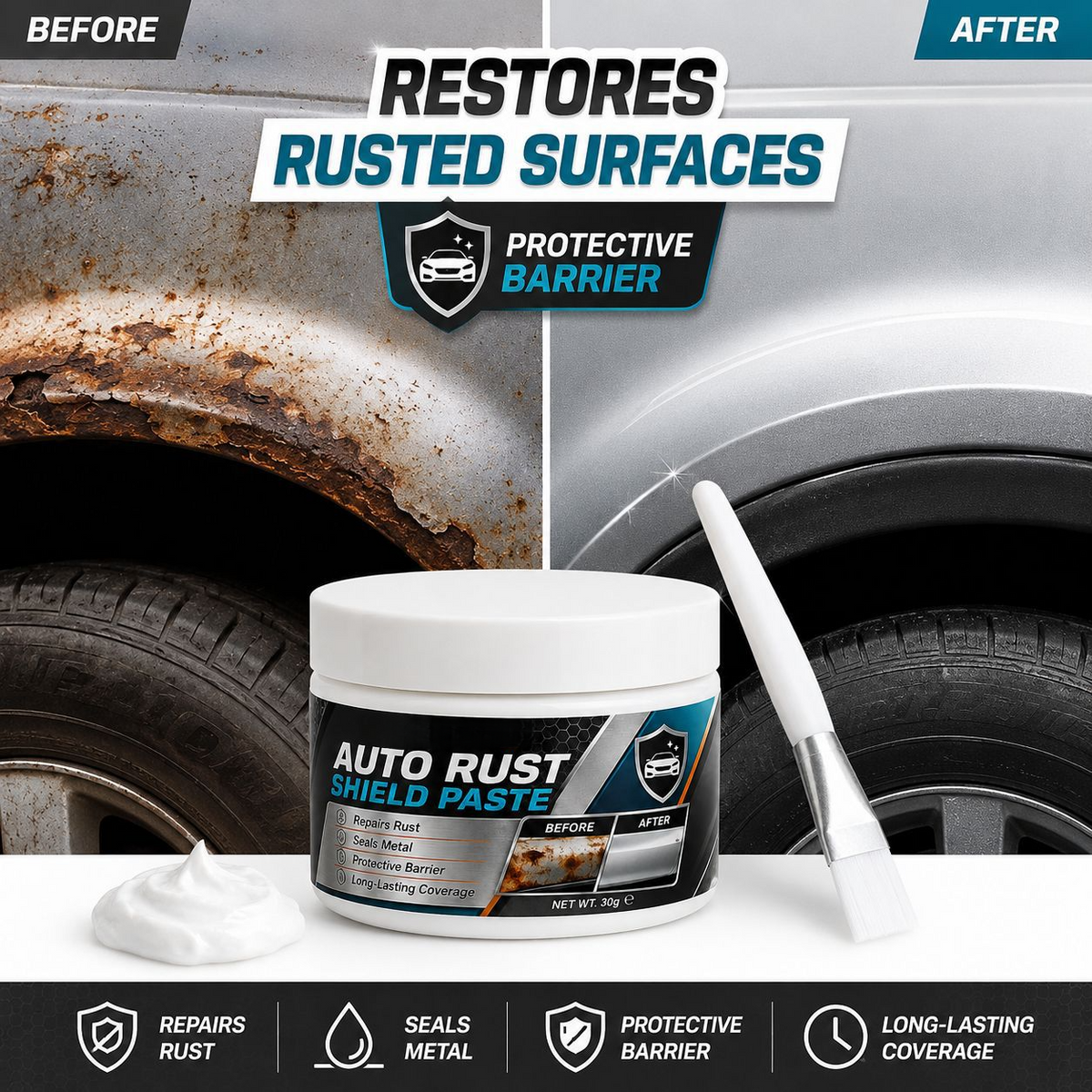 🚗🛡️Car Metal Rust Repair Paste‑ Auto Rust Shield Anti‑Corrosion Restoration Cream, Long‑Lasting Protective Barrier for Car Metal Surfaces