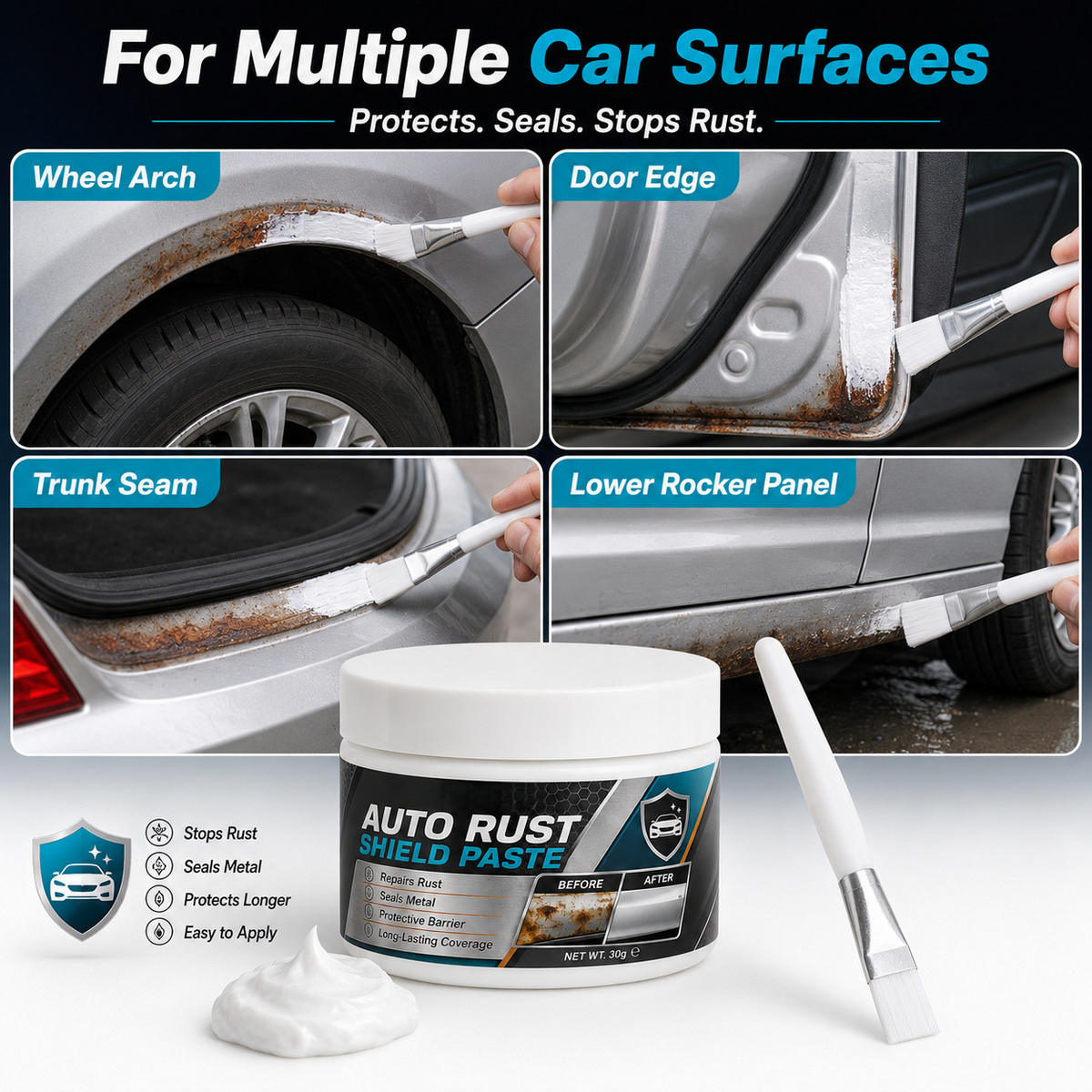 🚗🛡️Car Metal Rust Repair Paste‑ Auto Rust Shield Anti‑Corrosion Restoration Cream, Long‑Lasting Protective Barrier for Car Metal Surfaces