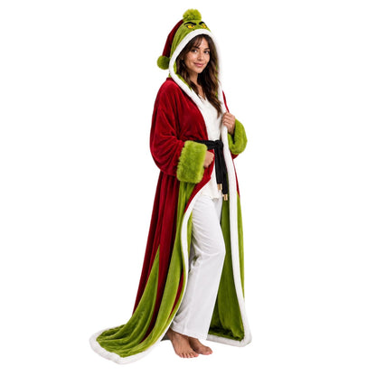 🔥 CozyHug™ Heated Sherpa Robe – USB-Powered Wearable Heated Blanket with 3 Heating Zones, Digital Temperature Control & Plush Hooded Design