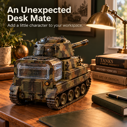 🪖☕ Tank-Inspired Coffee Corner Decor – Camouflage Collectible Desk Display, Military-Style Statement Piece & Unique Gift 🎁
