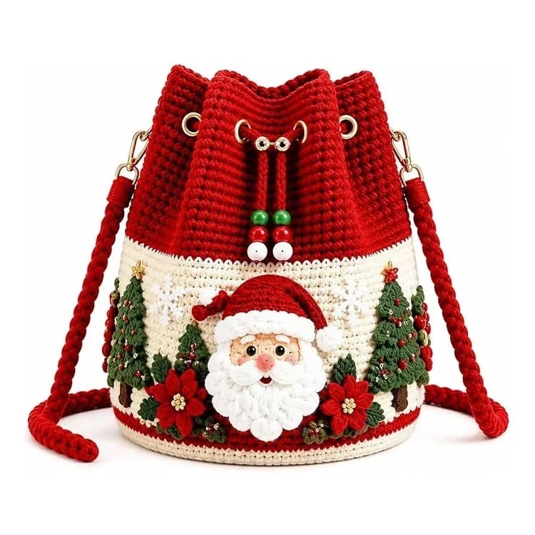 🎄 Handcrafted Holiday Love – Pure Crochet Christmas Bucket Bags! ❤️