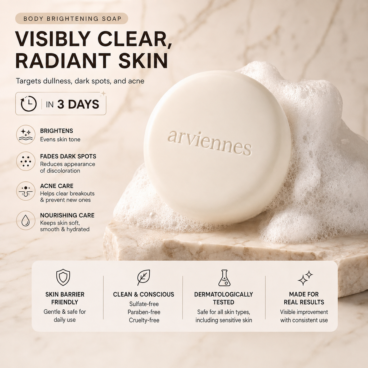 ⚡ Niacinamide Skin Soap – Brightens, Fades Spots & Freckles
