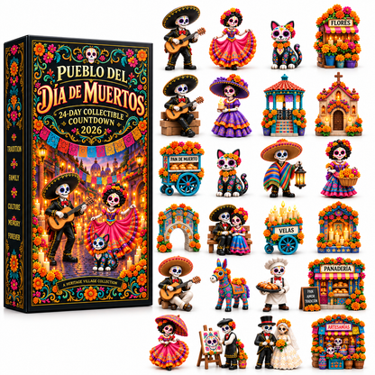 🎁Pueblo del Día de Muertos 2026 – 24-Day Day of the Dead Collectible Countdown Calendar with 24 Unique Miniatures