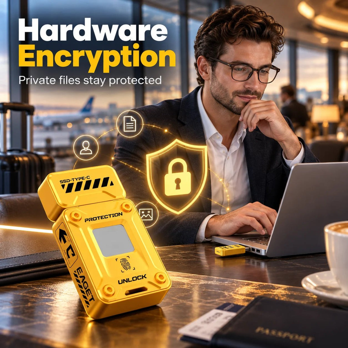⚡️⚡️EAGET FU80 Fingerprint Encrypted SSD Flash Drive – Ultra-Fast Type-C USB Drive for Secure Data Storage