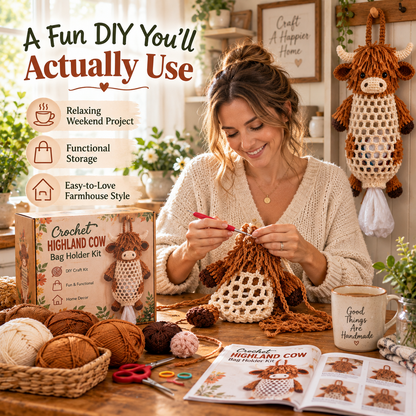 🔥Crochet Animal Bag Holder DIY Kit – Cute & Functional Hanging Storage Craft Kit🎁