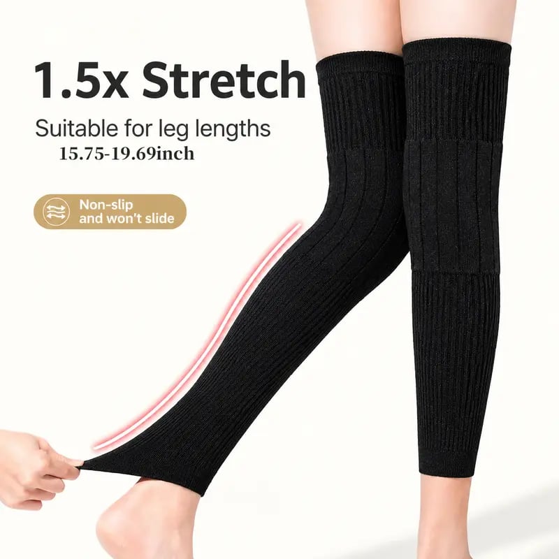 🔥 Extra Long Fleece Lined Knee Warmers for Men and Women