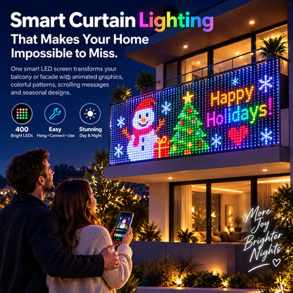 ✨ Turn Your Balcony Into A Giant LED Light Show! 🎄 Smart 400-LED Animated Mesh Screen 🎆📱