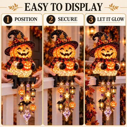 🔥🎃 Halloween Porch Magic Cascade Railing Lights – Pumpkin, Witch, Ghost & Black Cat🎃🎃