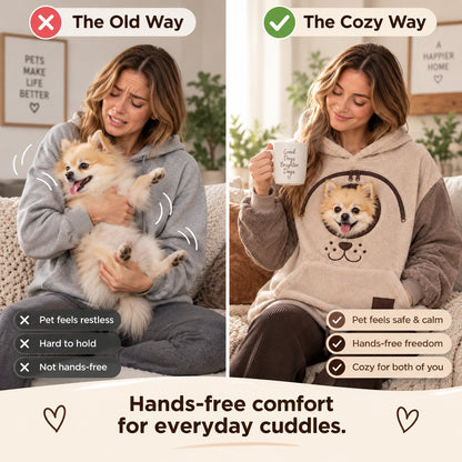 🐾 Cozy Pet Carrier Hoodie – Soft Fleece Cuddle Pouch Sweatshirt for Cats & Small Dogs