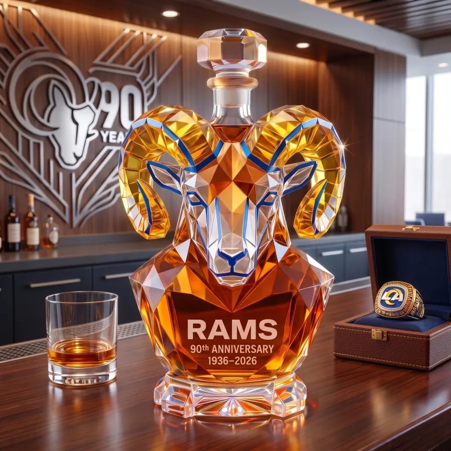 🏈 Los Angeles Rams 90th Anniversary 🏆 Sculpted Collector’s Decanter – Limited Edition