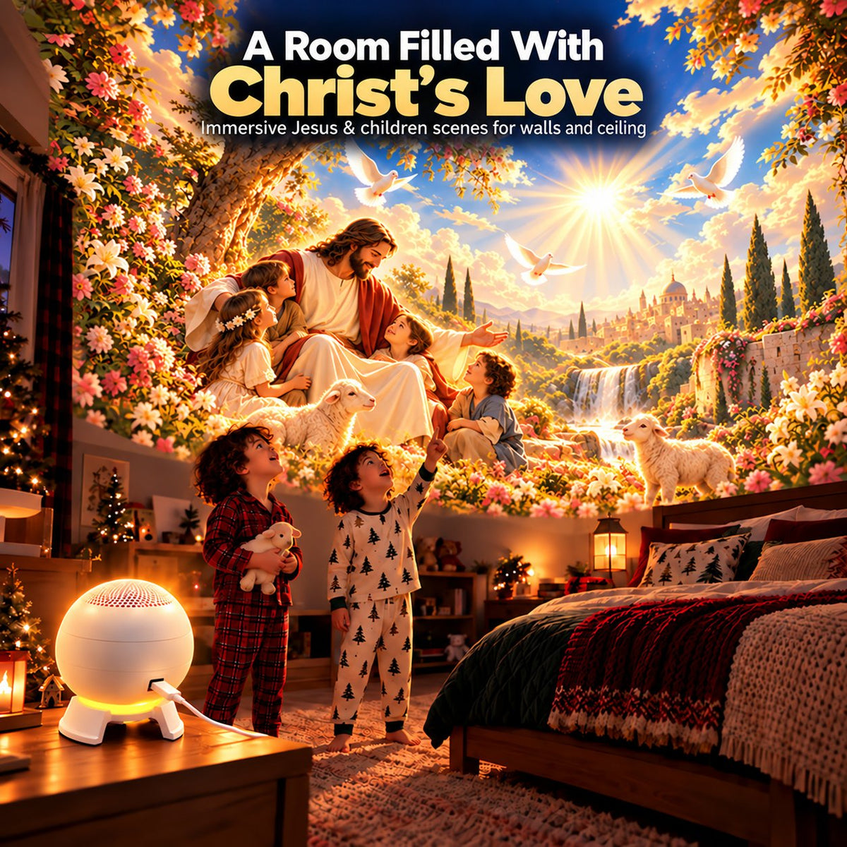 ⏰49% OFF TODAY✝️ Jesus Loves the Little Children 5D Projection Light – Fill Your Home With Christ’s Love & Heavenly Peace