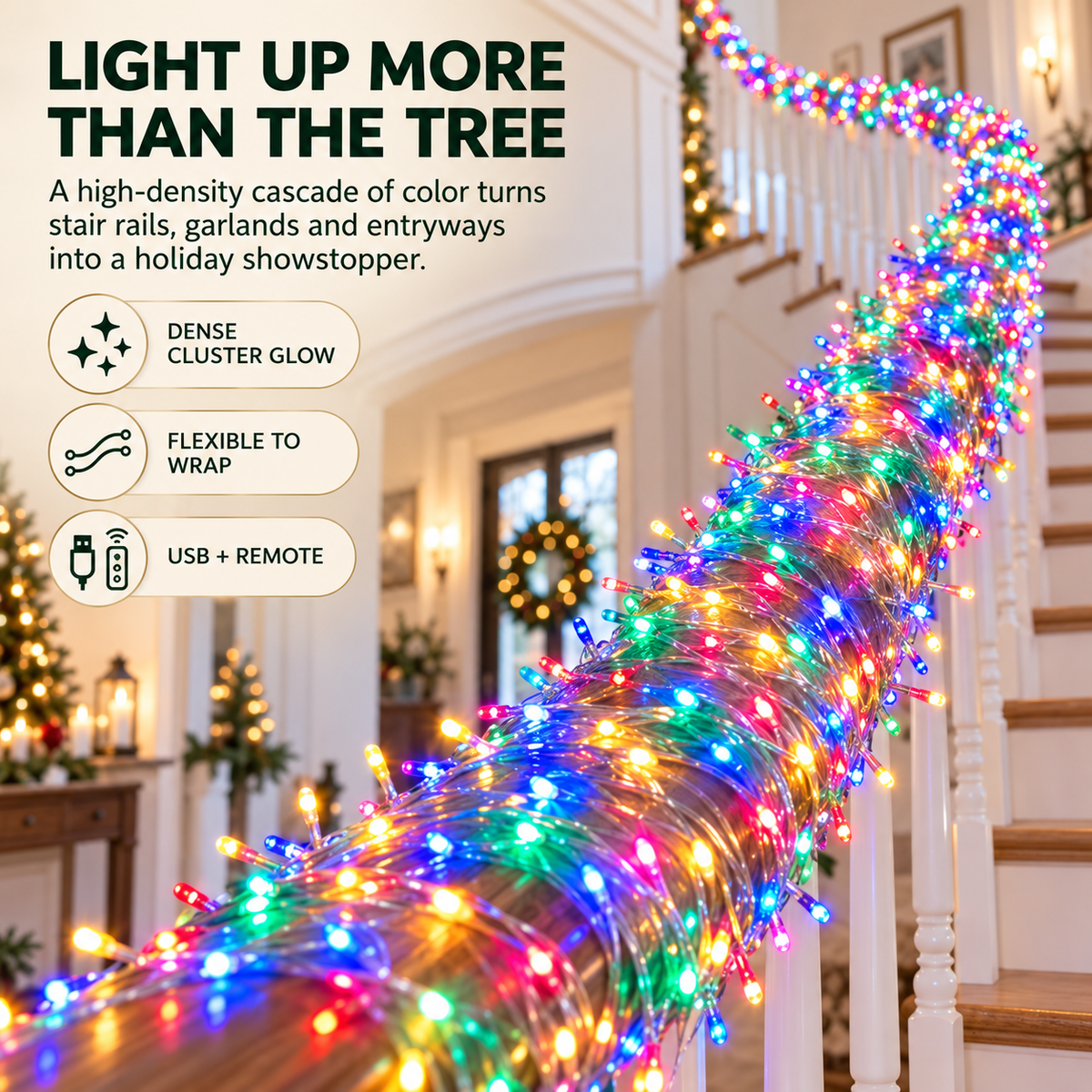 🔥 49% OFF TODAY🌟 300–600 LED Christmas Cluster Lights with 8 Lighting Modes