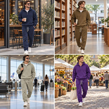 ⚡Hot Sales 50% OFF🔥Men's Plain Two-piece Casual Sporty Sweatsuit Set