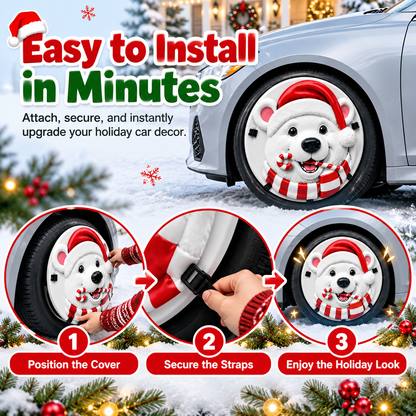 🎄Christmas 3D Wheel Covers – Festive Polar Bear & Nutcracker Car Decor