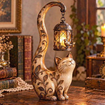 🐈‍⬛Vintage Cat Lantern Sculpture Lamp - A Little Guardian of Warmth, Memories & Cozy Corners✨🎁