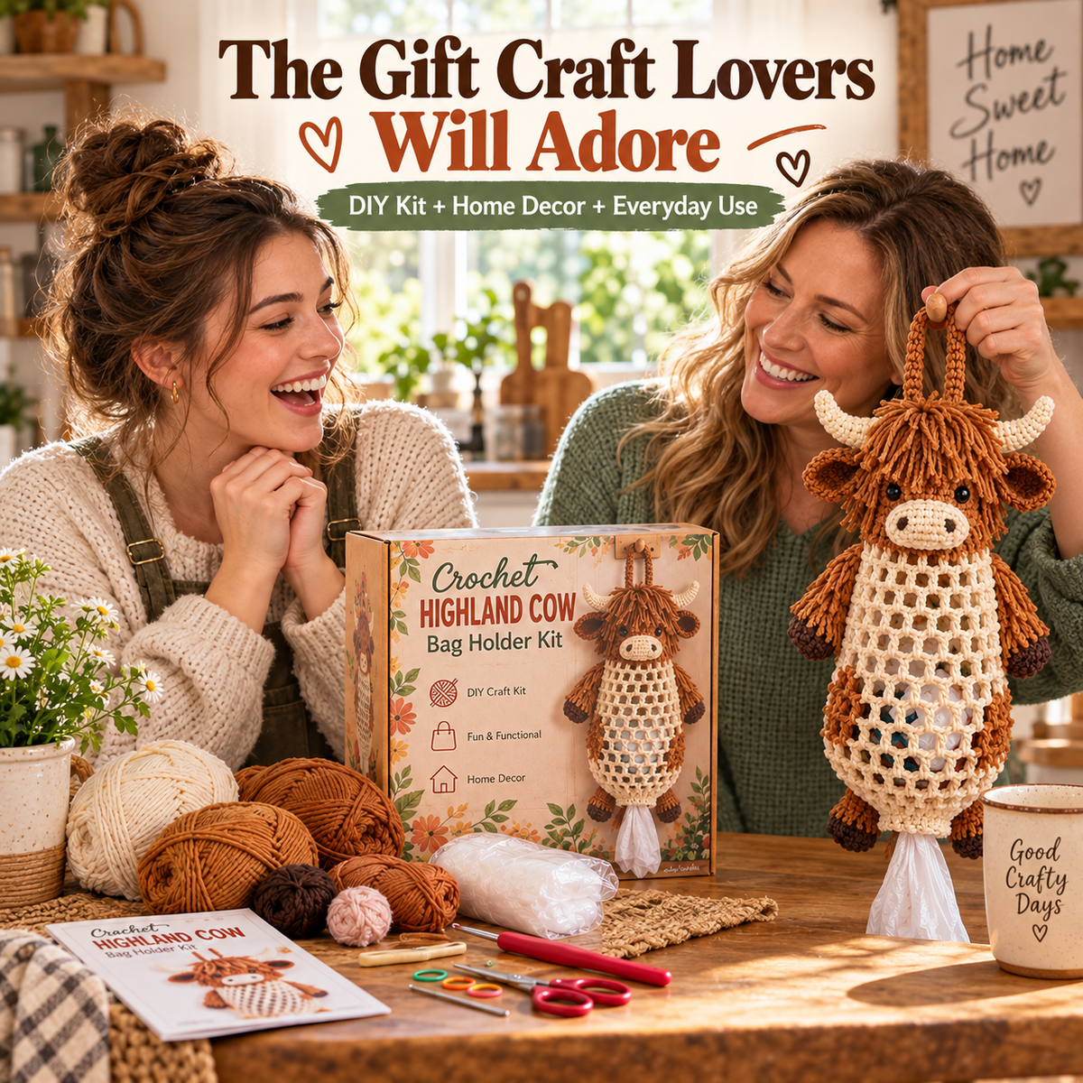 Crochet Animal Bag Holder DIY Kit gift for crafters