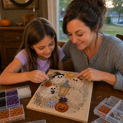 💥LAST DAY  50% OFF👻✨ Halloween Pearl Art DIY Kit – Turn Tiny Pearls into Spooky-Cute Magic