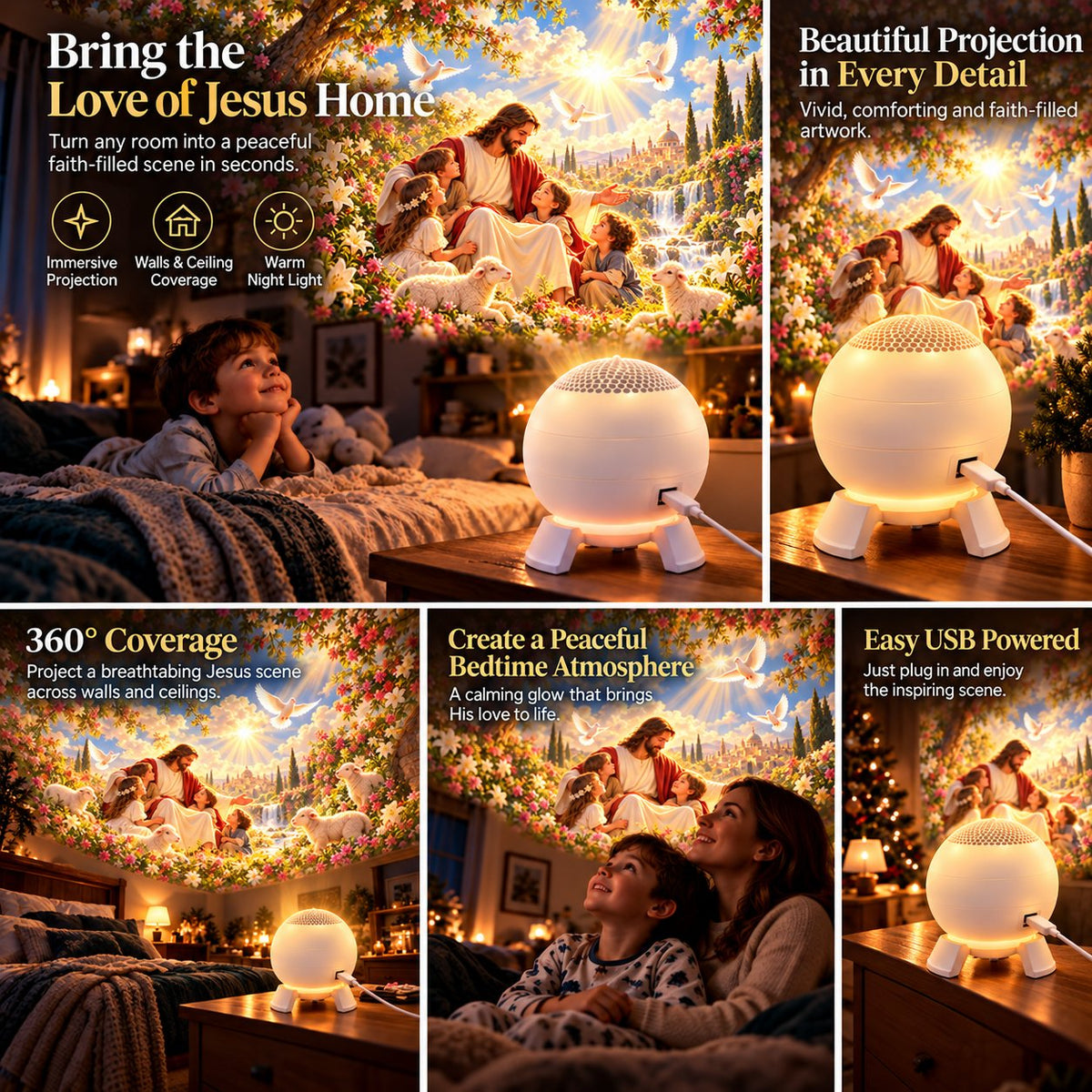 ⏰49% OFF TODAY✝️ Jesus Loves the Little Children 5D Projection Light – Fill Your Home With Christ’s Love & Heavenly Peace