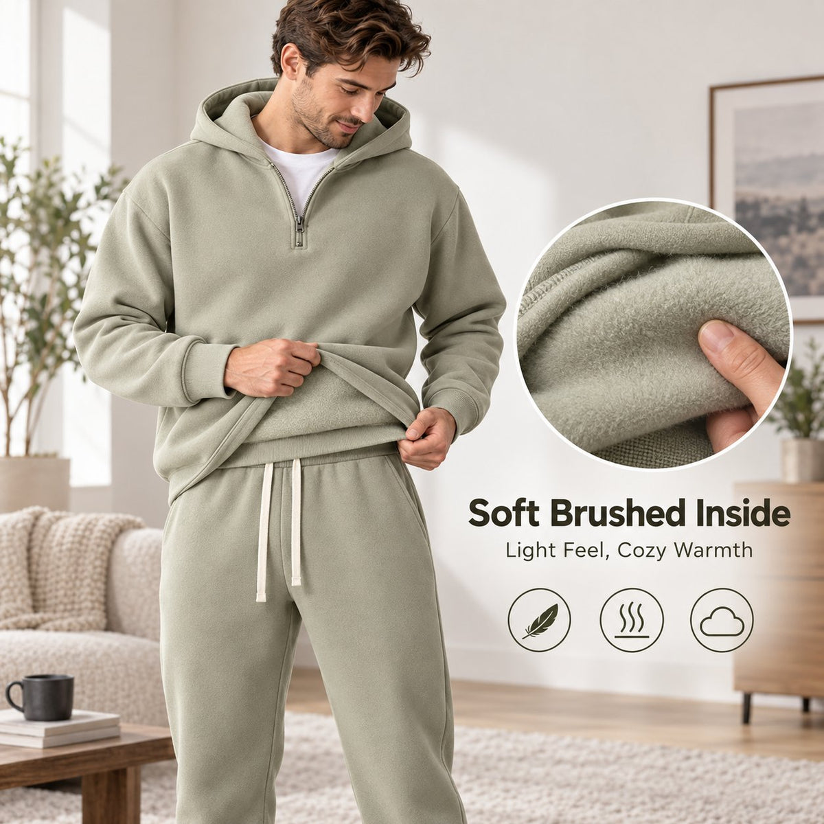 ⚡Hot Sales 50% OFF🔥Men's Plain Two-piece Casual Sporty Sweatsuit Set
