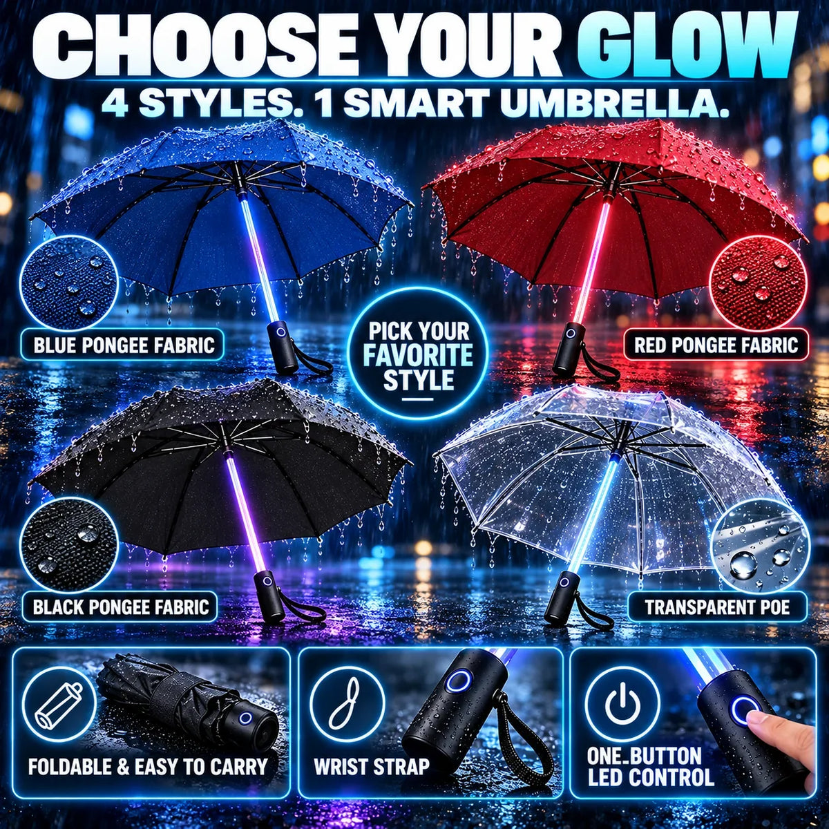 🌧️ 49% OFF Color-Changing LED Umbrella ✨ Turn Every Rainy Night Into A Light Show