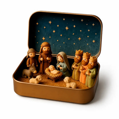 ✝️🌟Mini Nativity Scene Keepsake Tin — Pocket-Sized Christmas Holy Family Set