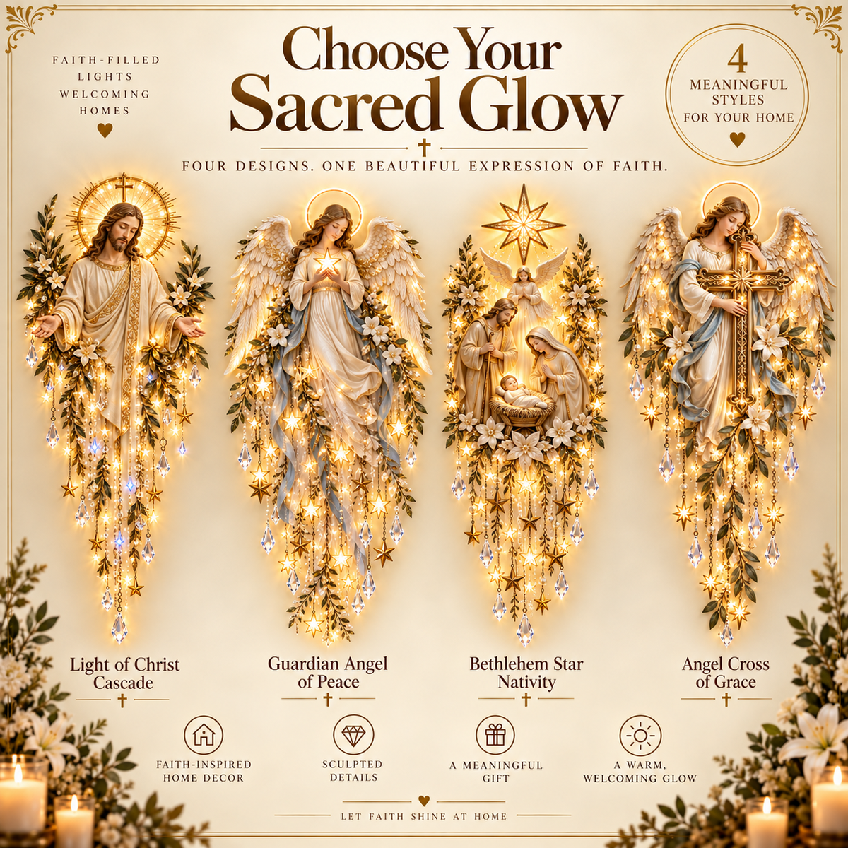 ✝️Jesus, Angel & Nativity Lighted Wall Light Décor