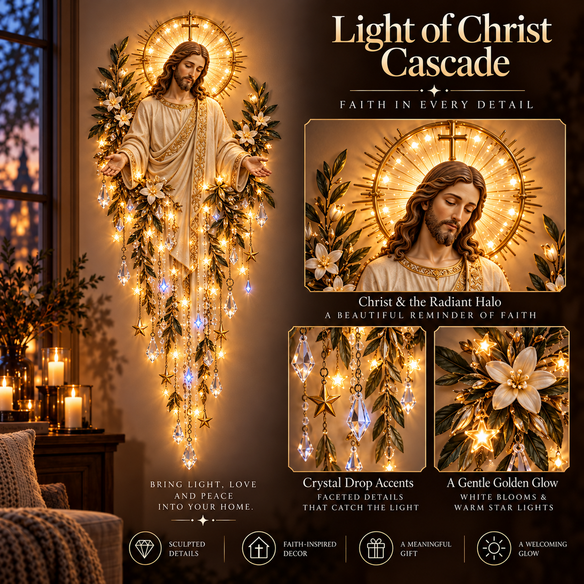 ✝️Jesus, Angel & Nativity Lighted Wall Light Décor