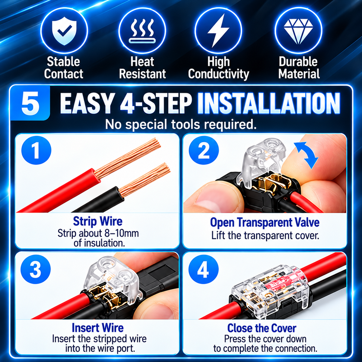 🔌 Double Wire Quick Connector with Locking Buckle